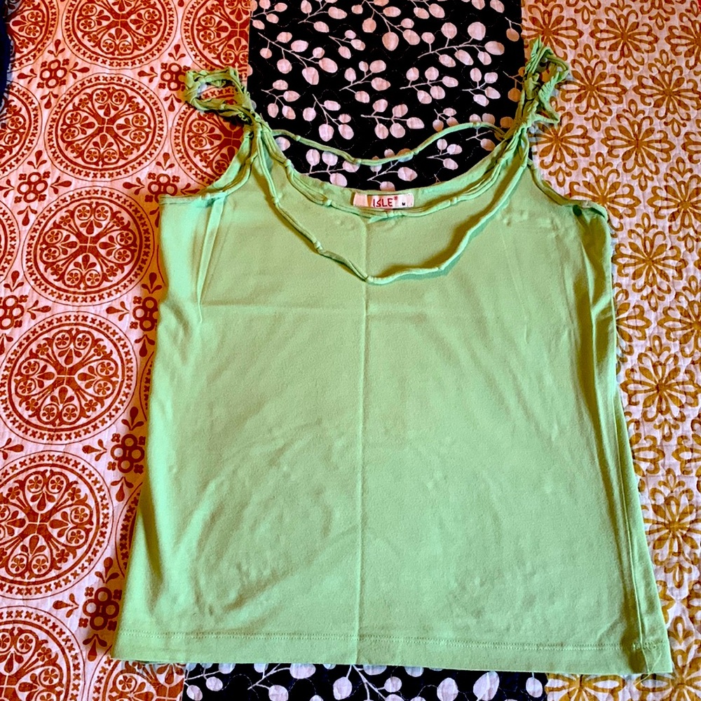 Light green tank with neckline detail